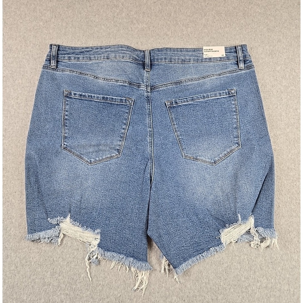 Rue 21 Womens Size 22 Denim High Rise Cut Off Jean Shorts Blue Distressed NWT - Picture 3 of 7